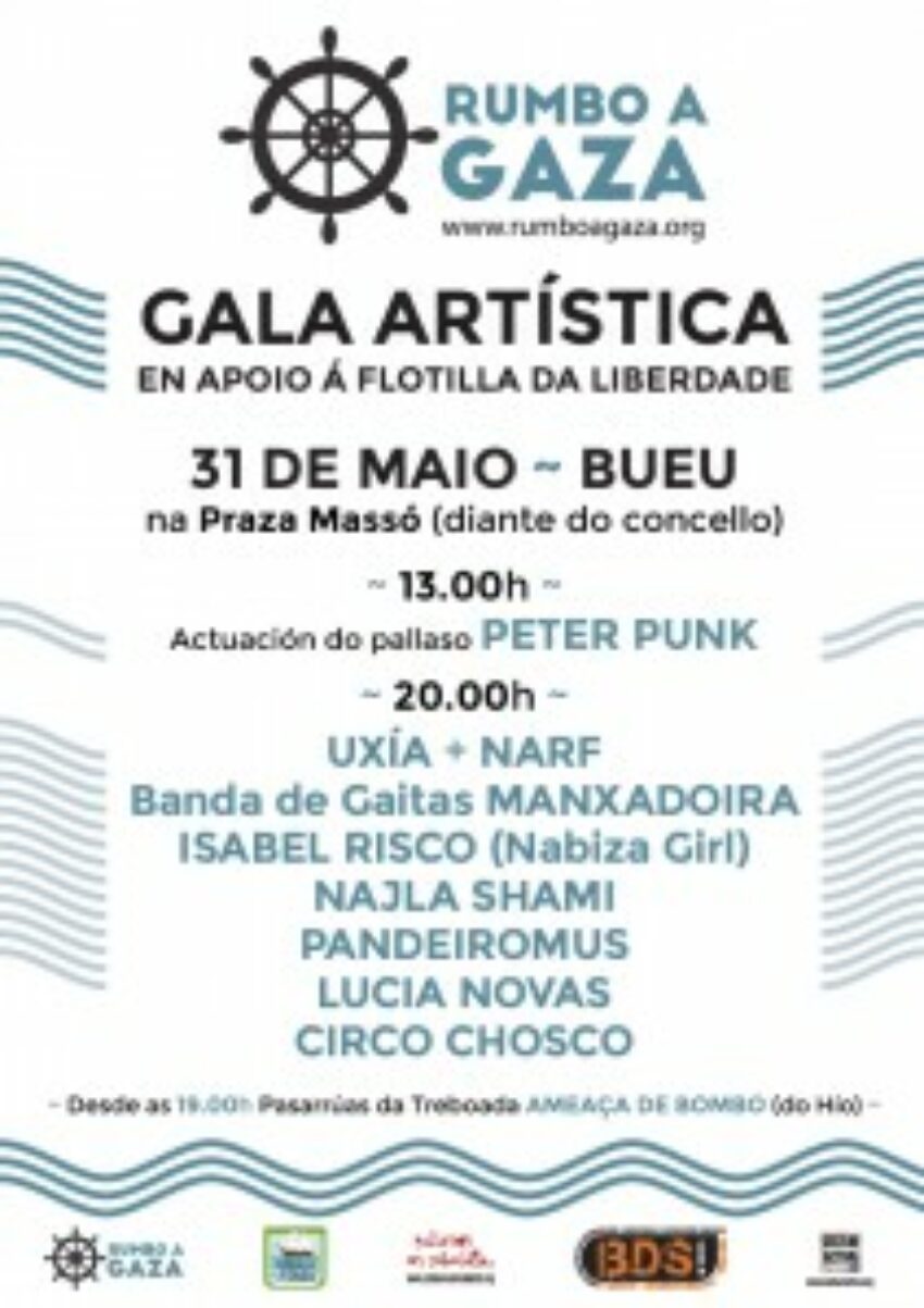 Culturactiva organiza gala artística en Bueu en apoio á Flotilla da Liberdade
