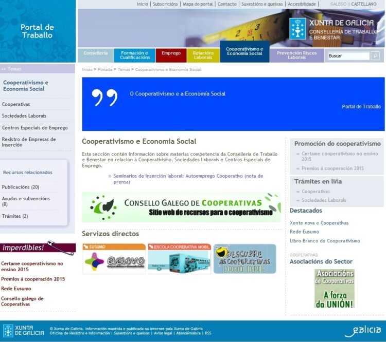 Creáronse 69 cooperativas en Galicia en 2014
