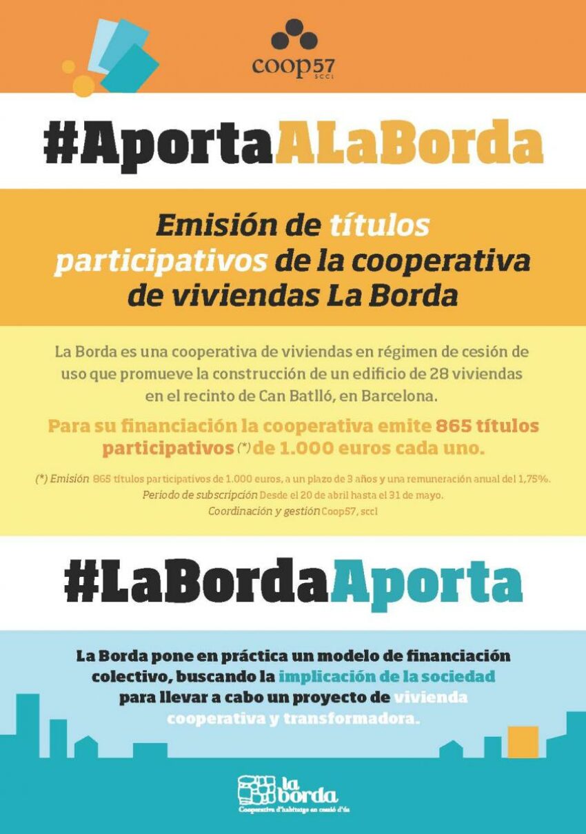 Coop57 emite Títulos Participativos | Construcción de la cooperativa de viviendas La Borda