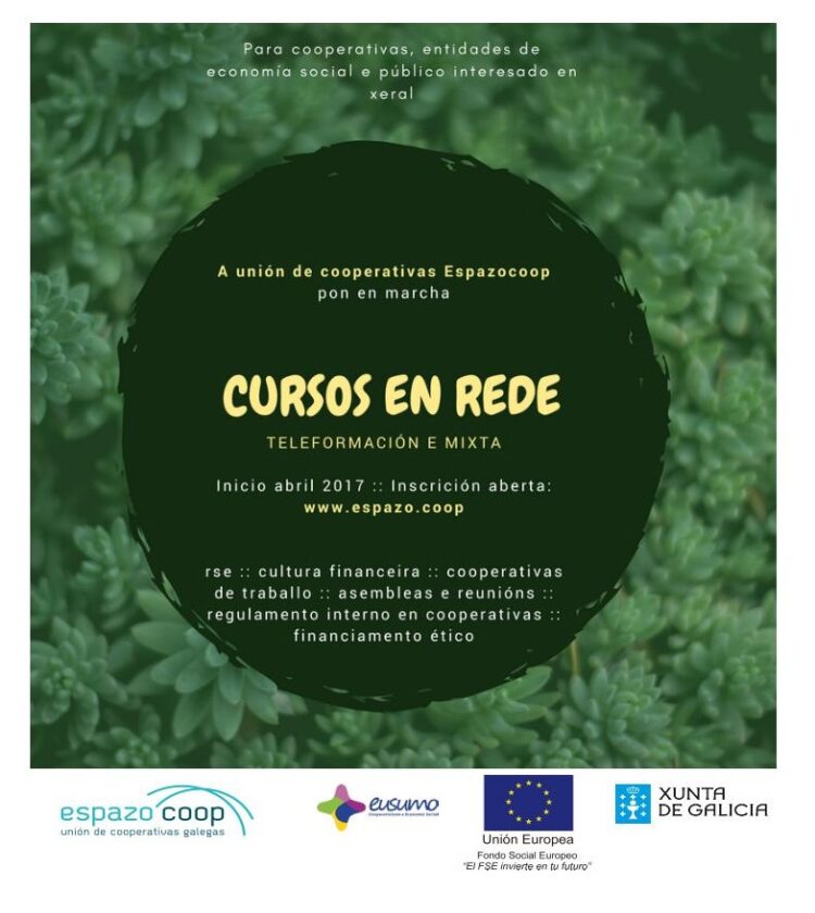Cursos en rede da Unión de Cooperativas Espazocoop | Inicio en Abril