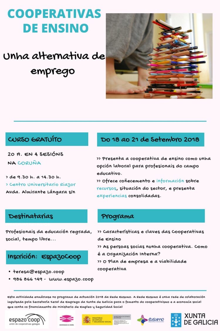 Curso: Cooperativas de Ensino, unha alternativa de emprego | A Coruña, setembro