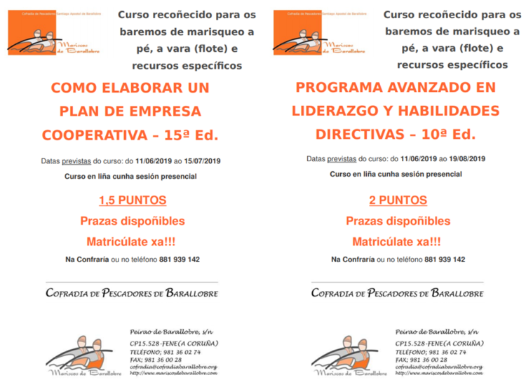 Cursos baremables na modalidade de teleformación na Confraría de Barallobre | Imparte Tagen Ata