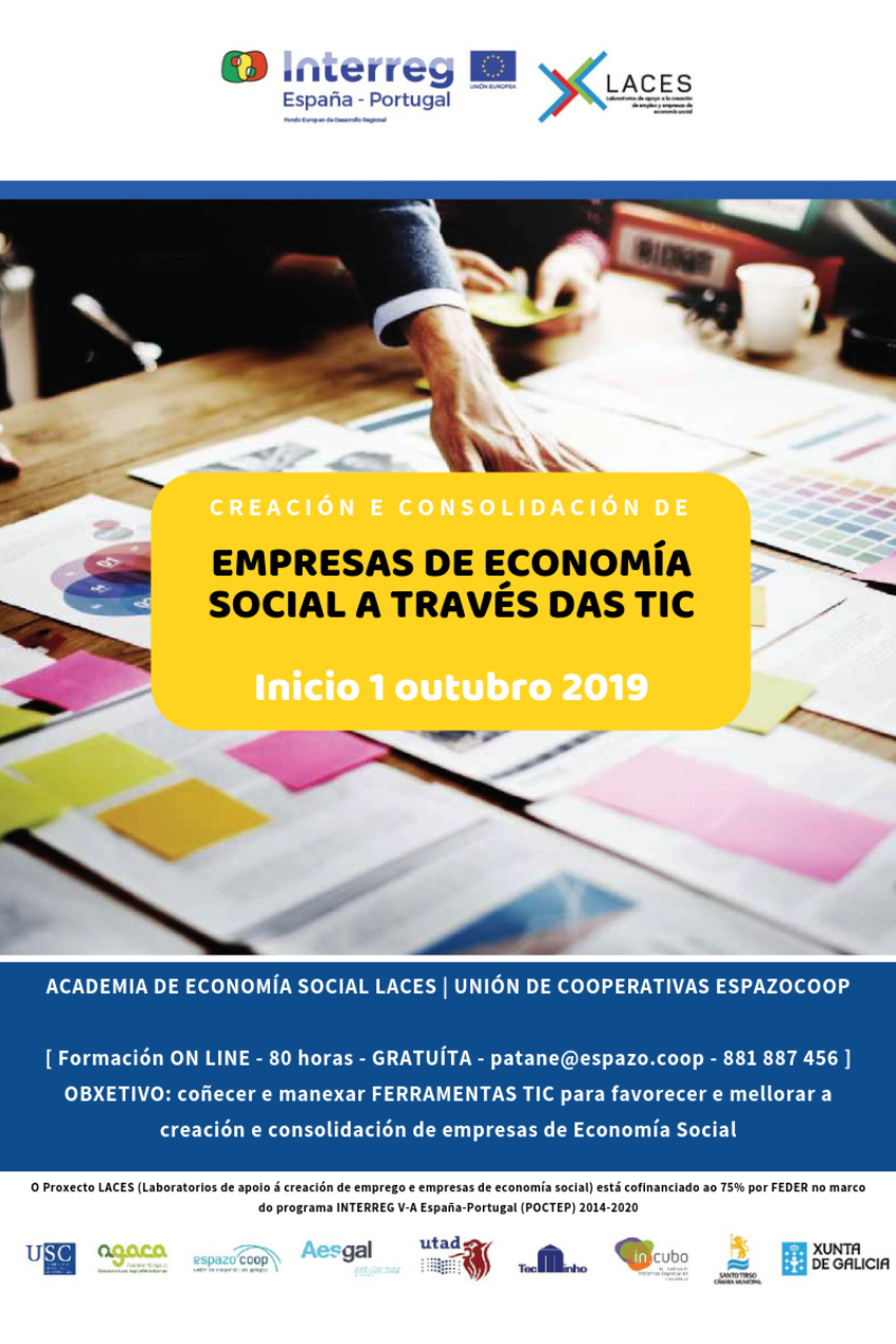 Curso en liña gratuíto, na área das Empresas de Economía Social e as Ferramentas TIC
