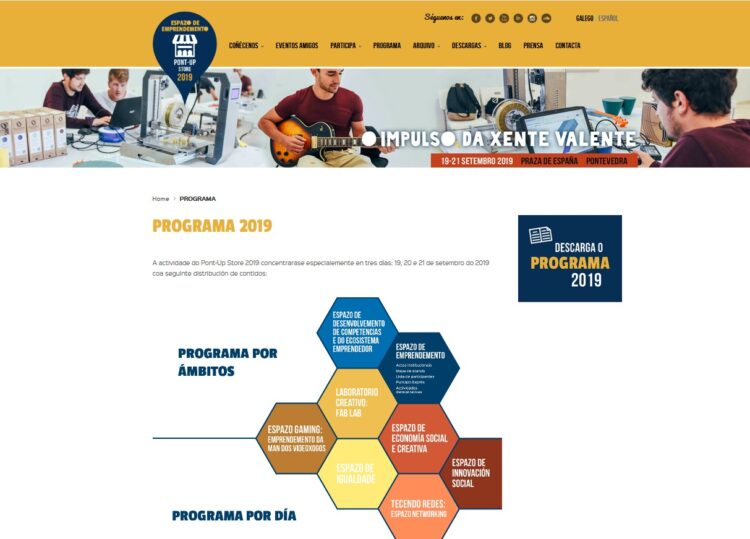 Programa de Pont-Up Store, 19-21 Septiembre / Praza de España / Pontevedra