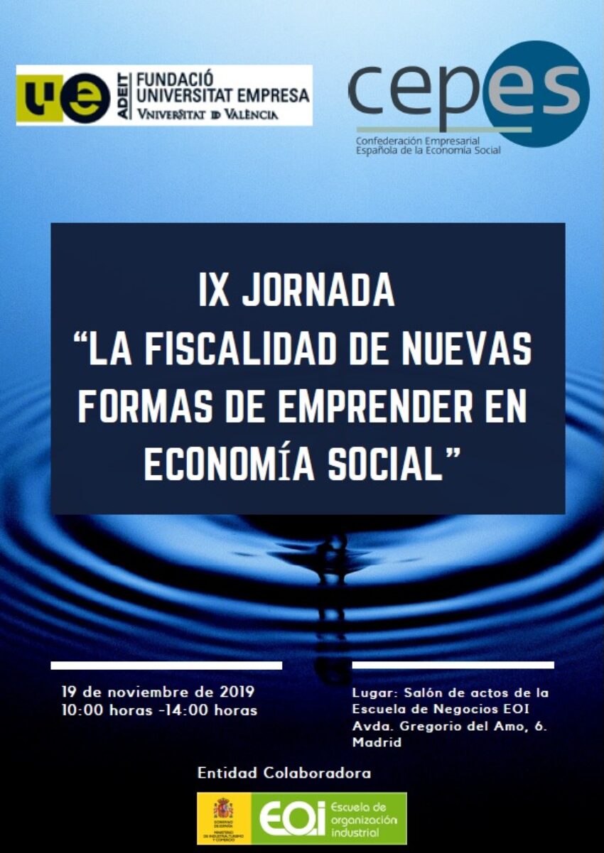 Jornada: La Fiscalidad en las nuevas formas de Emprender en la Economía Social | 19/11/19 Madrid